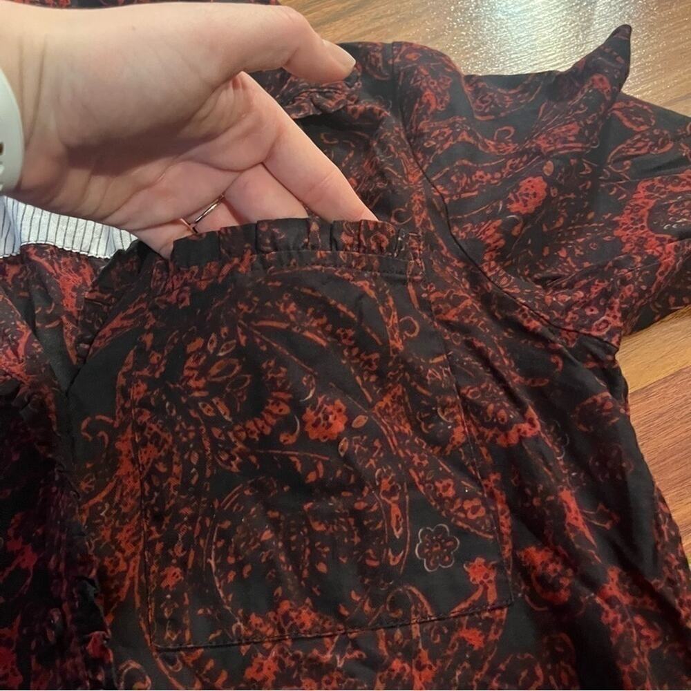 Soft Surroundings Size Small Black Rust Paisley Button Down Shirt - Picture 6 of 12